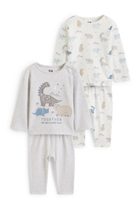 C&A Multipack 2er-Tiere-Baby-Pyjama-4 teilig, Grau, Größe: 62