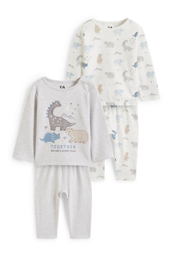 Bild 1 von C&A Multipack 2er-Tiere-Baby-Pyjama-4 teilig, Grau, Größe: 62