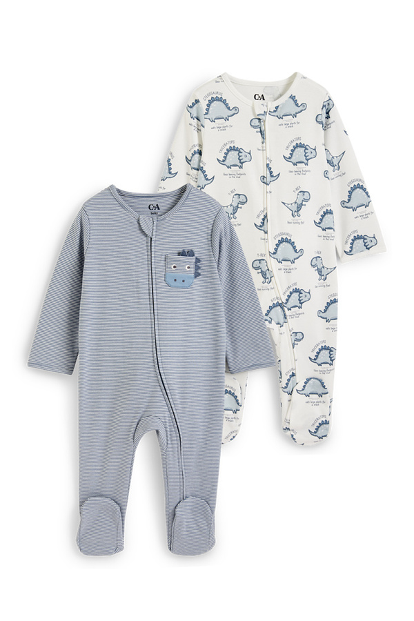 Bild 1 von C&A Multipack 2er-Dino-Baby-Schlafanzug, Blau, Größe: 62
