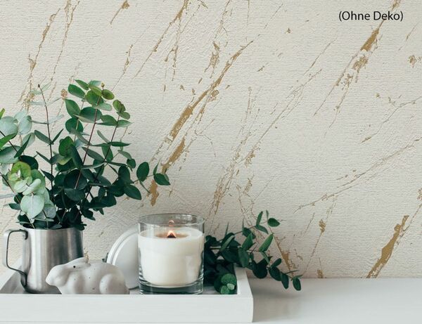 Bild 3 von Vliestapete Marmor Beige, Gold