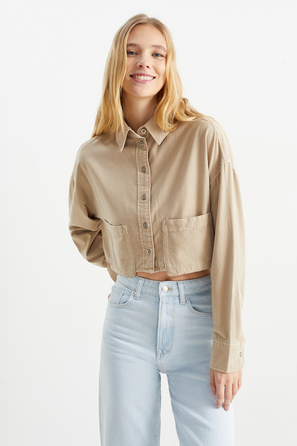 Bild 1 von C&A CLOCKHOUSE-Crop Bluse, Beige, Größe: 34