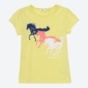 Mädchen-T-Shirt mit Pferde-Frontaufdruck ,Yellow