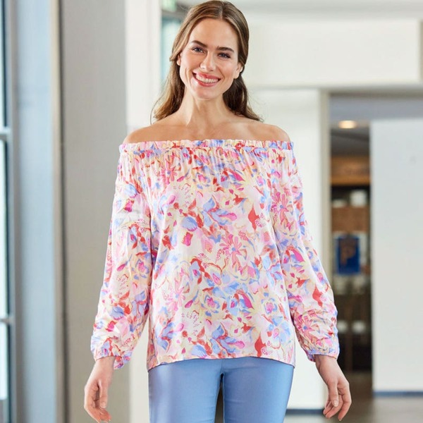 Bild 1 von Damen-Bluse mit elastischem Ausschnitt ,Pink