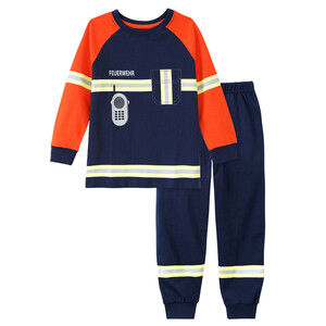 Jungen Schlafanzug mit Feuerwehr-Motiven DUNKELBLAU