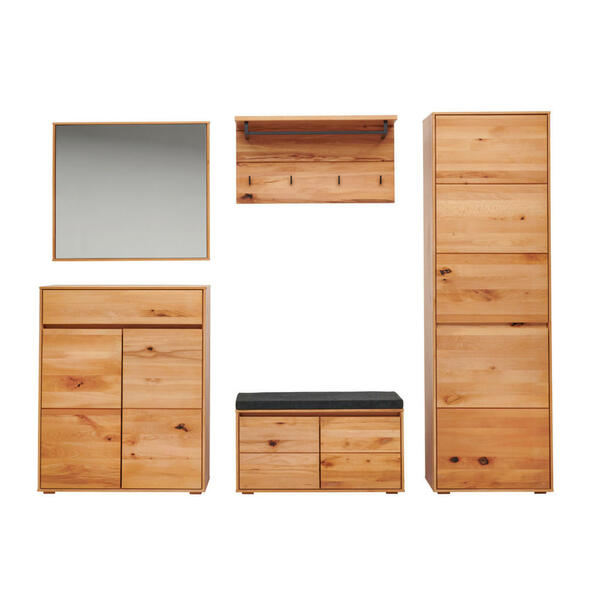 Bild 1 von Cantus Garderobe, Kernbuche, Holz, Textil, 5-teilig, Kernbuche, massiv, 250x193x38 cm, Garderobe, Garderoben-Sets