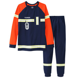 Jungen Schlafanzug im Feuerwehr-Look DUNKELBLAU