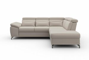 Sit&more Ecksofa Cabrio, mit Sitztiefenverstellung und Federkern, 3 Nierenkissen, Grau