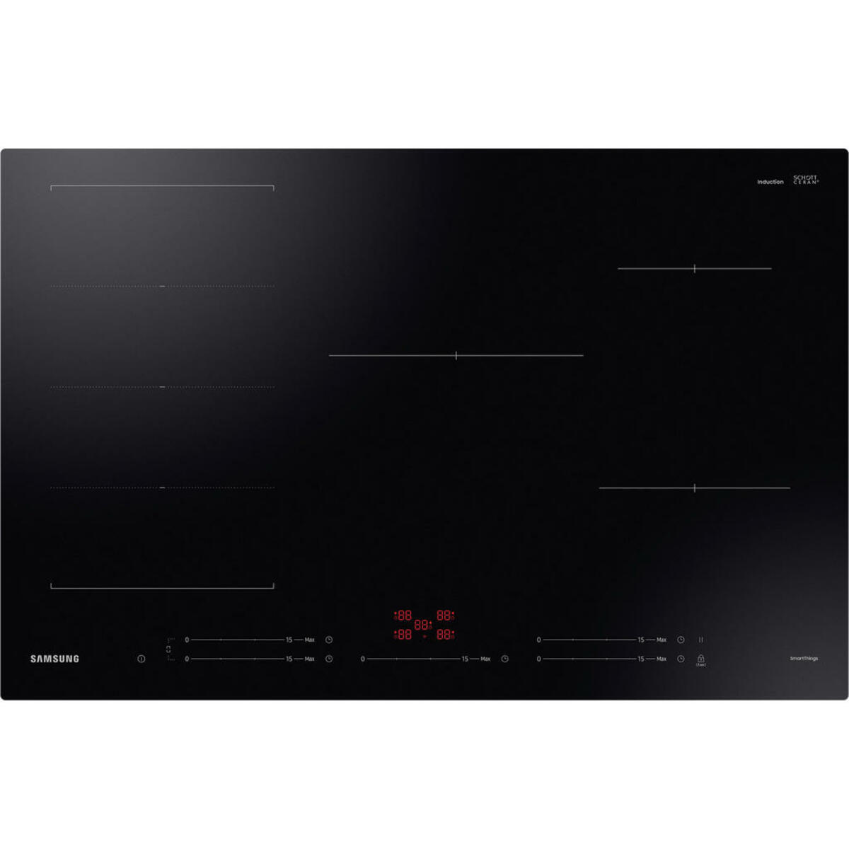 Bild 1 von Samsung Induktionskochfeld, Schwarz, Glas, 80x4.8x52 cm, Kindersicherung, Flächenbündiger Einbau, Topferkennung, Kurzzeitwecker, Warmhaltestufe, WLAN-fähig, Küchen, Küchenelektrogeräte, Kochfel