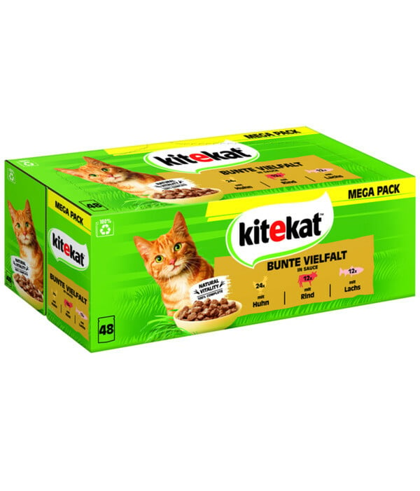Bild 1 von KITEKAT® Nassfutter für Katzen Multipack Bunte Vielfalt in Sauce, Adult, 48 x 85 g