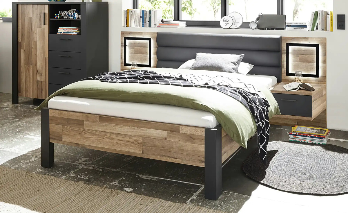 Bild 2 von Nachtkommode Dallas Eiche (Nachbildung), Graphit Montana Oak (Nachbildung) / Graphit