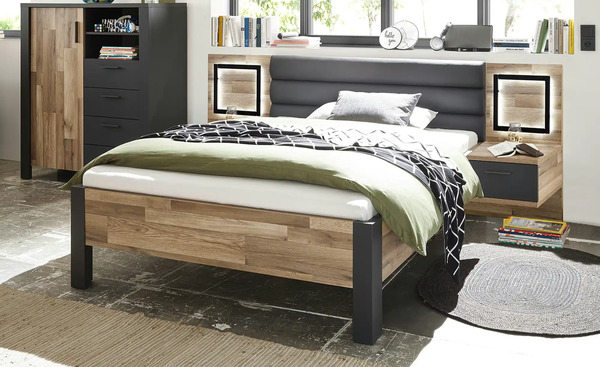 Bild 2 von Nachtkommode Dallas Eiche (Nachbildung), Graphit Montana Oak (Nachbildung) / Graphit