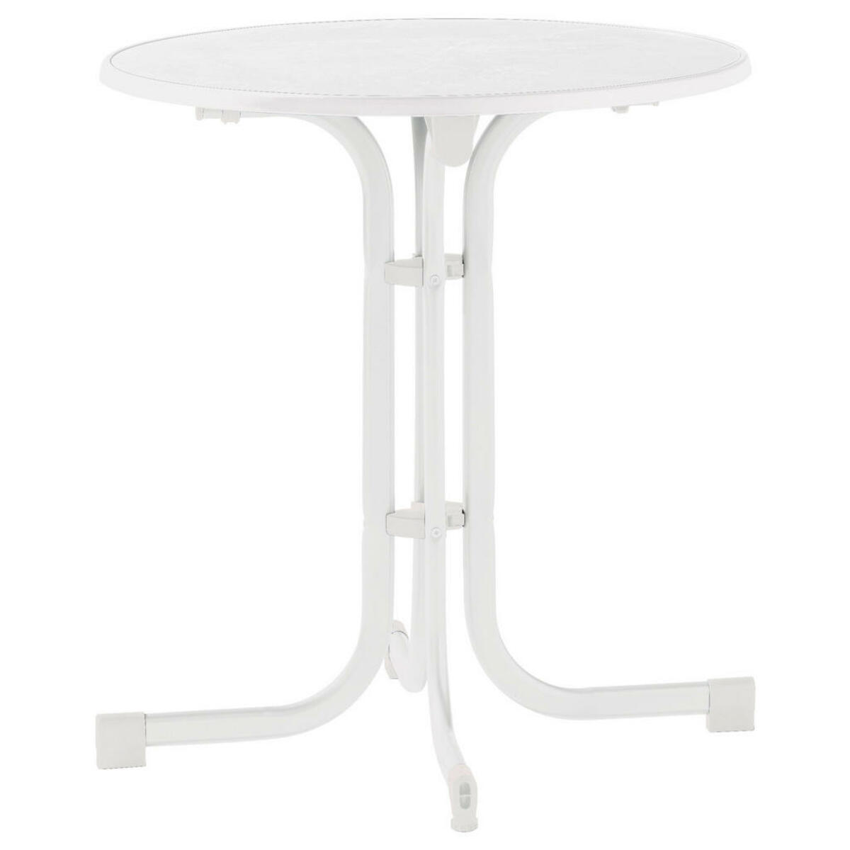 Bild 1 von Sieger Gartentisch, Weiß, Metall, rund, Flachrohr, 70x72x70 cm, klappbar, wetterbeständig, Gartenmöbel, Gartentische, Klapptische