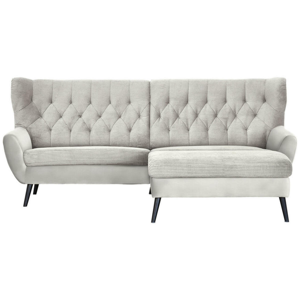 Bild 1 von Stylife Ecksofa, Creme, Textil, Buche, vollmassiv, Uni, 4-Sitzer, Ottomane rechts, L-Form, 237x165 cm, Typenauswahl, Stoffauswahl, seitenverkehrt erhältlich, Rücken echt, Armteil links, rechts, Woh