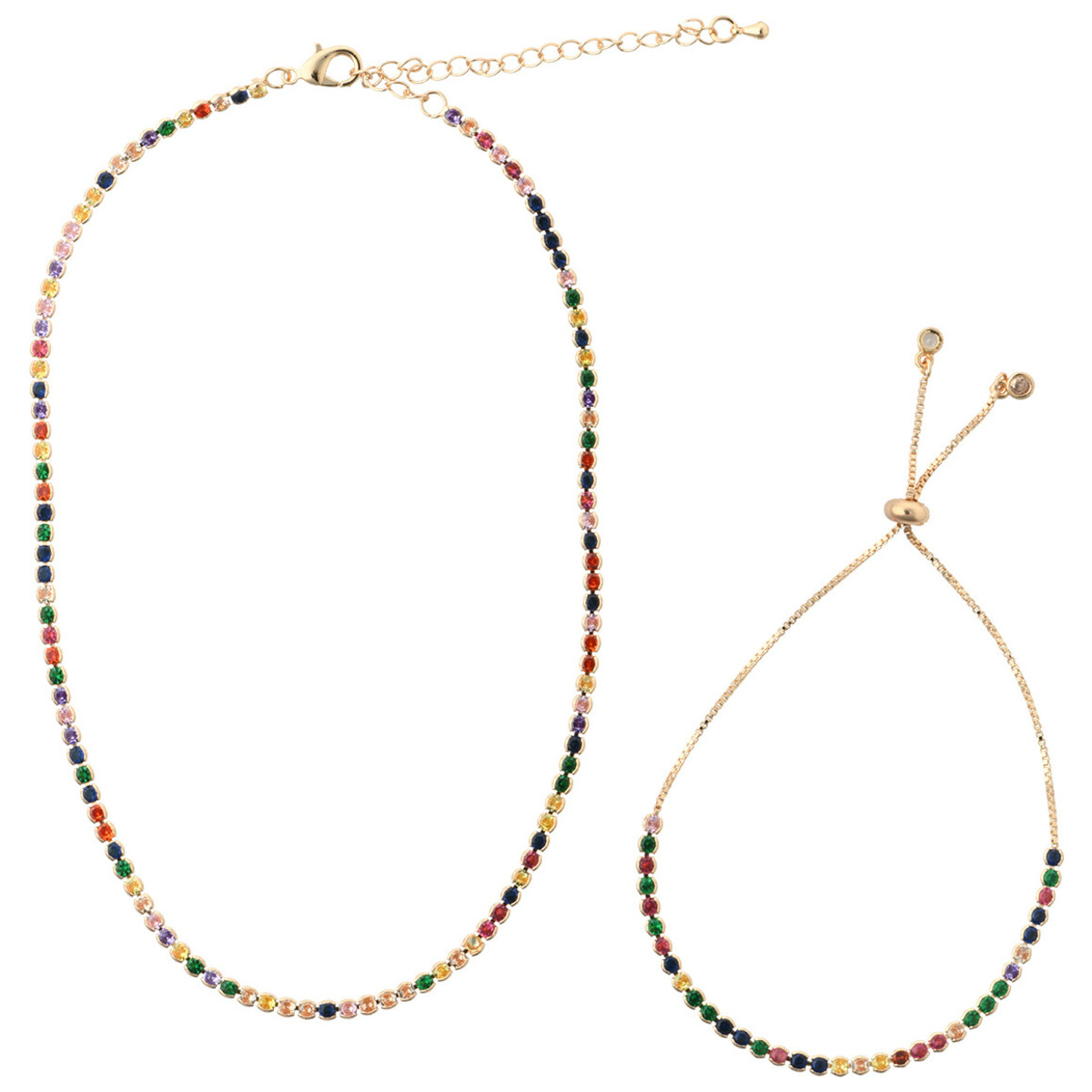 Bild 1 von Damen Kette und Armband im Set GOLD / BUNT