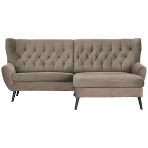 Stylife Ecksofa, Braun, Textil, Buche, vollmassiv, Uni, 4-Sitzer, Ottomane rechts, L-Form, 237x165 cm, Typenauswahl, Stoffauswahl, seitenverkehrt erhältlich, Rücken echt, Armteil links, rechts, Woh