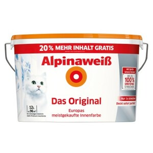 Alpinaweiß Wandfarbe Das Original spritzfrei 10 + 2 l