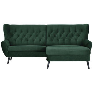 Stylife Ecksofa, Grün, Textil, Buche, vollmassiv, Uni, 4-Sitzer, Ottomane rechts, L-Form, 237x165 cm, Typenauswahl, Stoffauswahl, seitenverkehrt erhältlich, Rücken echt, Armteil links, rechts, Woh