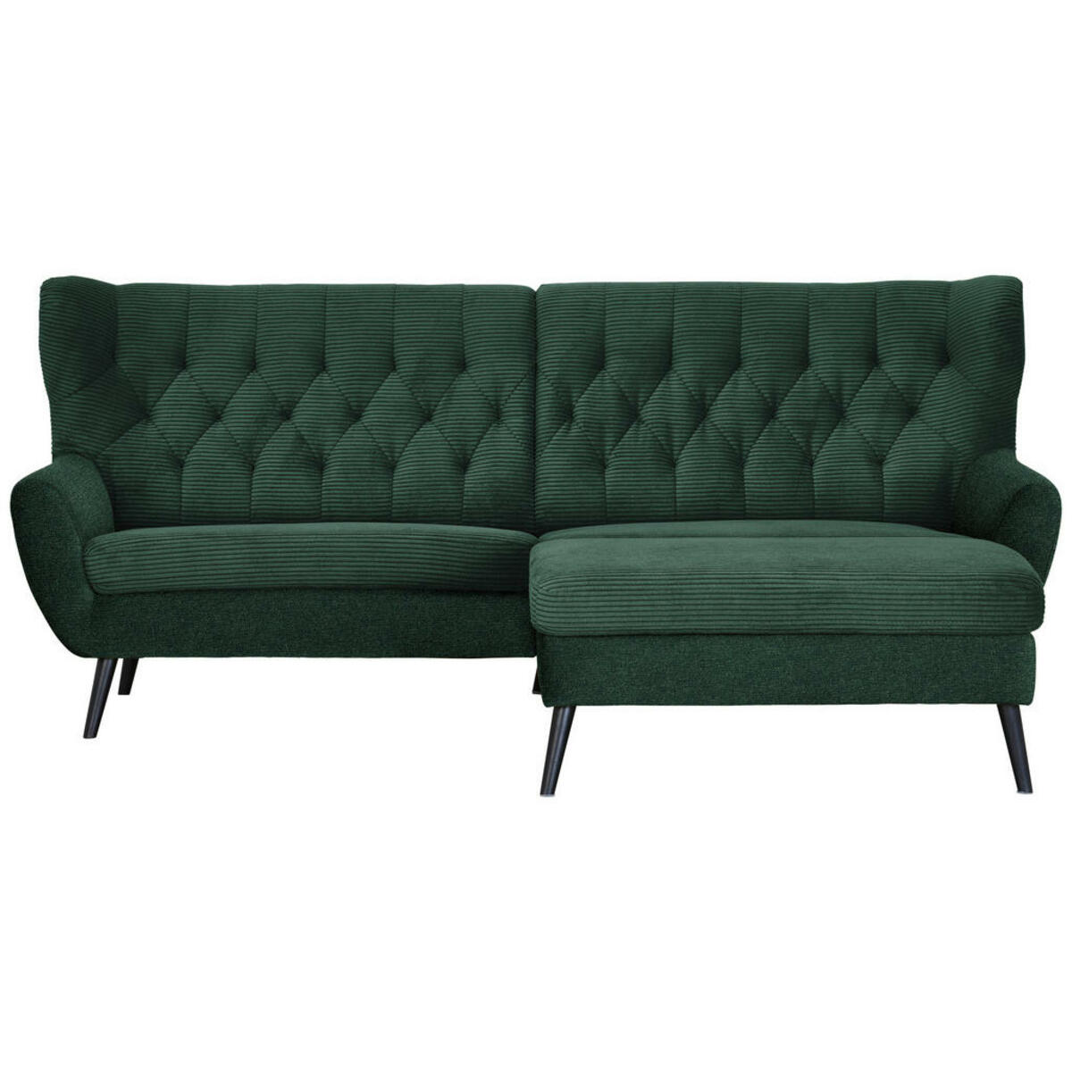 Bild 1 von Stylife Ecksofa, Grün, Textil, Buche, vollmassiv, Uni, 4-Sitzer, Ottomane rechts, L-Form, 237x165 cm, Typenauswahl, Stoffauswahl, seitenverkehrt erhältlich, Rücken echt, Armteil links, rechts, Woh