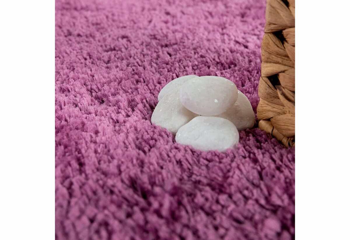 Bild 1 von Badematte Lagos 750 Paco Home, Höhe 24 mm, rutschhemmend beschichtet, fußbodenheizungsgeeignet, Polyester, rund, Badteppich, Uni Farben, besonders weich durch Mikrofaser, Lila