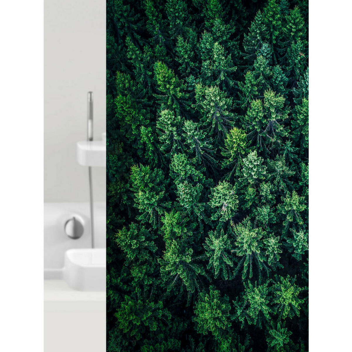 Bild 1 von Grund Duschvorhang Foresta, Grün, Kunststoff, Blätter, 180x200 cm, Oeko-Tex® Standard 100, Made in Europe, Badtextilien, Duschvorhänge