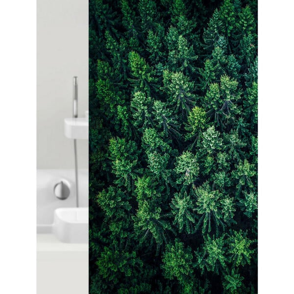 Bild 1 von Grund Duschvorhang Foresta, Grün, Kunststoff, Blätter, 180x200 cm, Oeko-Tex® Standard 100, Made in Europe, Badtextilien, Duschvorhänge