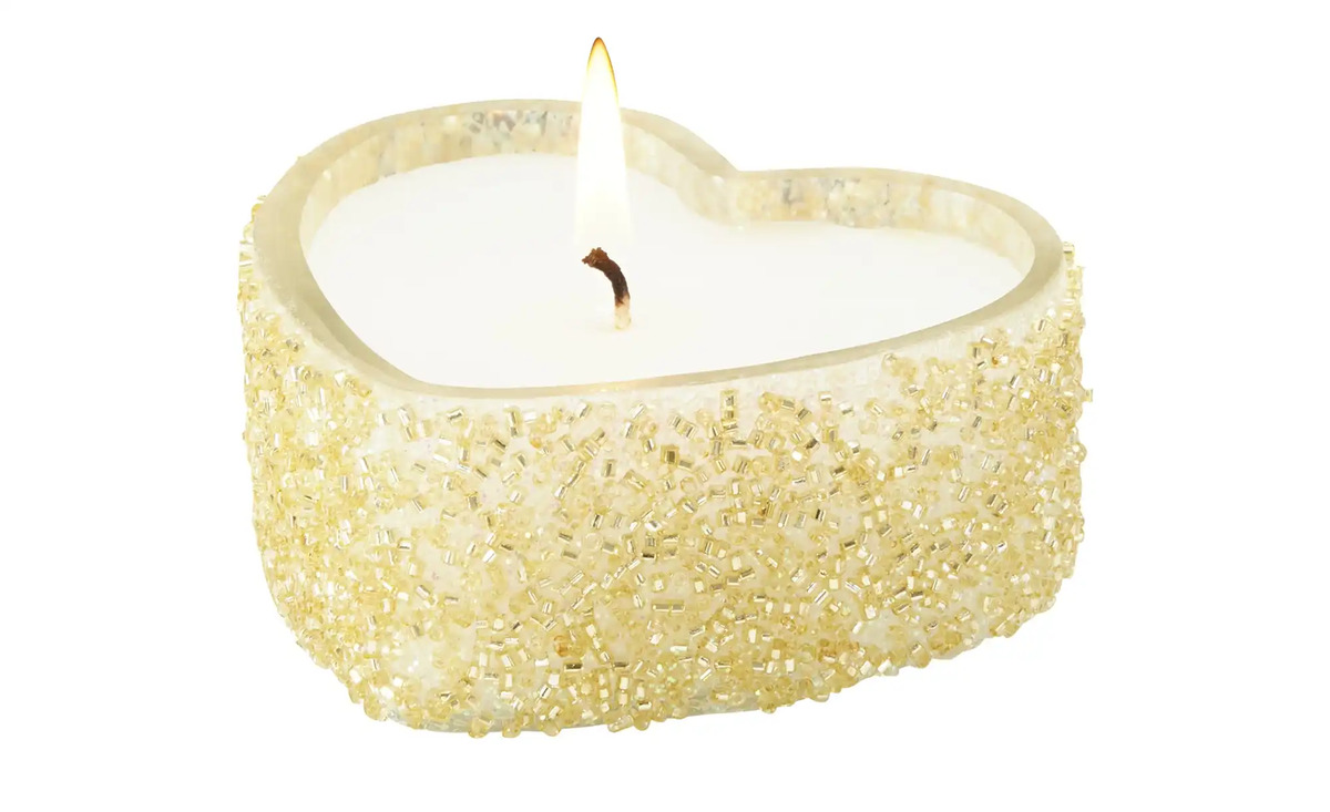 Bild 2 von Kerze im Glas Herz goldfarben