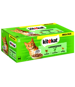 KITEKAT® Nassfutter für Katzen Multipack Landpicknick in Sauce, Adult, 48 x 85 g