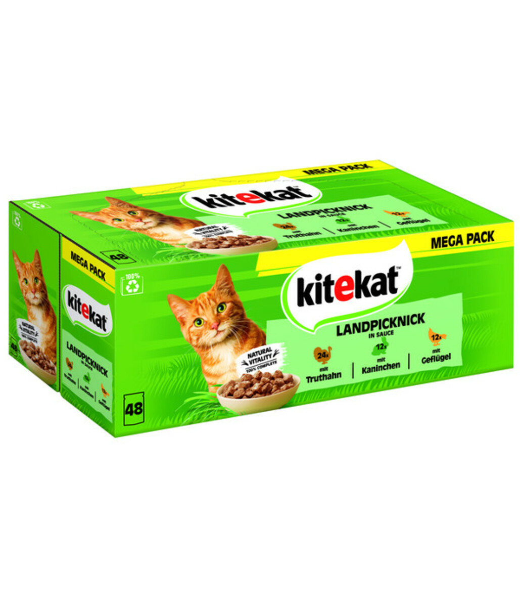 Bild 1 von KITEKAT® Nassfutter für Katzen Multipack Landpicknick in Sauce, Adult, 48 x 85 g