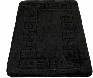 Badematte Riga 186 Paco Home, Höhe 15 mm, rutschhemmend beschichtet, fußbodenheizungsgeeignet, Polypropylen, rechteckig, Badteppich, Uni Farben, mit Bordüre, rechteckig & rund erhältlich, Schwarz