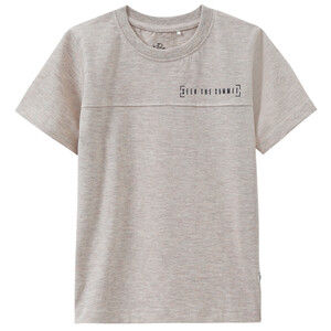 Jungen T-Shirt mit dezentem Schriftzug BEIGE / HELLGRAU