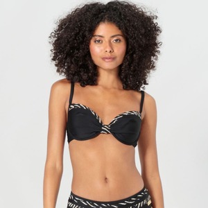 Damen-Bikini-Oberteil mit schicken Streifen ,Black