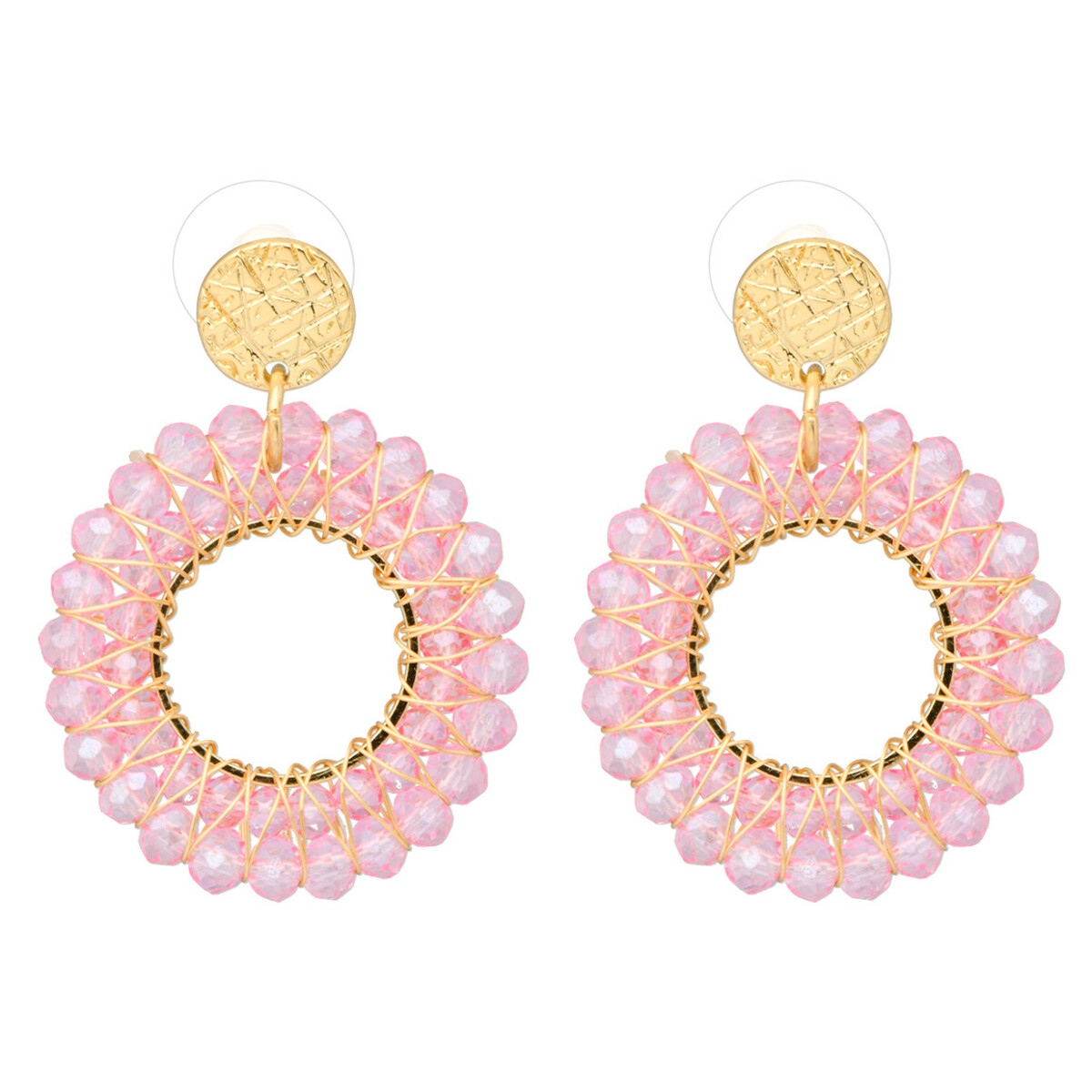Bild 1 von Damen Ohrhänger mit Glassteinchen HELLPINK / GOLD