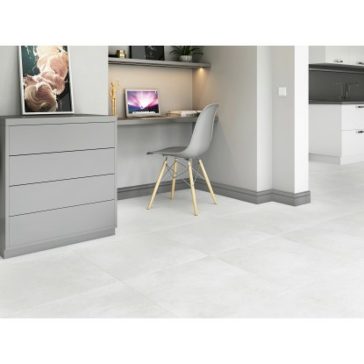 Bild 3 von Bodenfliese Feinsteinzeug Core Weiß Glasiert Matt 60 cm x 60 cm