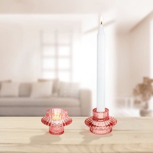 2-in-1-Kerzenhalter aus Glas, ca. 8x6cm ,Rose