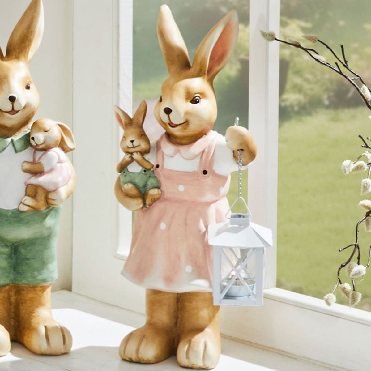 Bild 1 von Deko-Hase mit Teelichthalter, ca. 22x12x38cm ,Rose