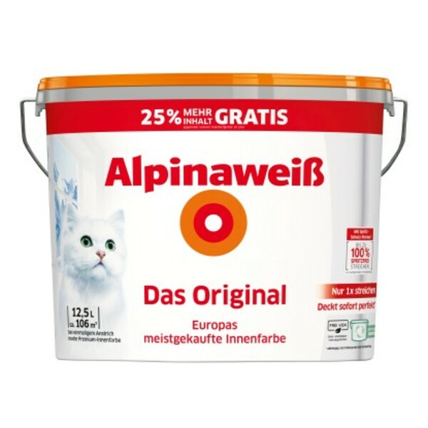 Bild 1 von Alpinaweiß Wandfarbe Das Original Weiß matt 10 + 2,5 l