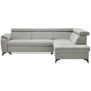 Stylife Ecksofa Prag, Grau, Textil, 5-Sitzer, Ottomane rechts, L-Form, 260x203 cm, Bettkasten erhältlich, Stoffauswahl, seitenverkehrt Bettfunktion Hocker erhältlich, Wohnzimmer, Sofas & Couches, W