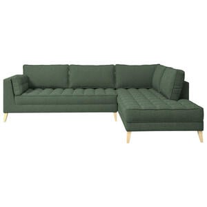 Mid.you Ecksofa, Dunkelgrün, Holz, Textil, 5-Sitzer, Ottomane rechts, 310x204 cm, Wohnzimmer, Sofas & Couches, Wohnlandschaften