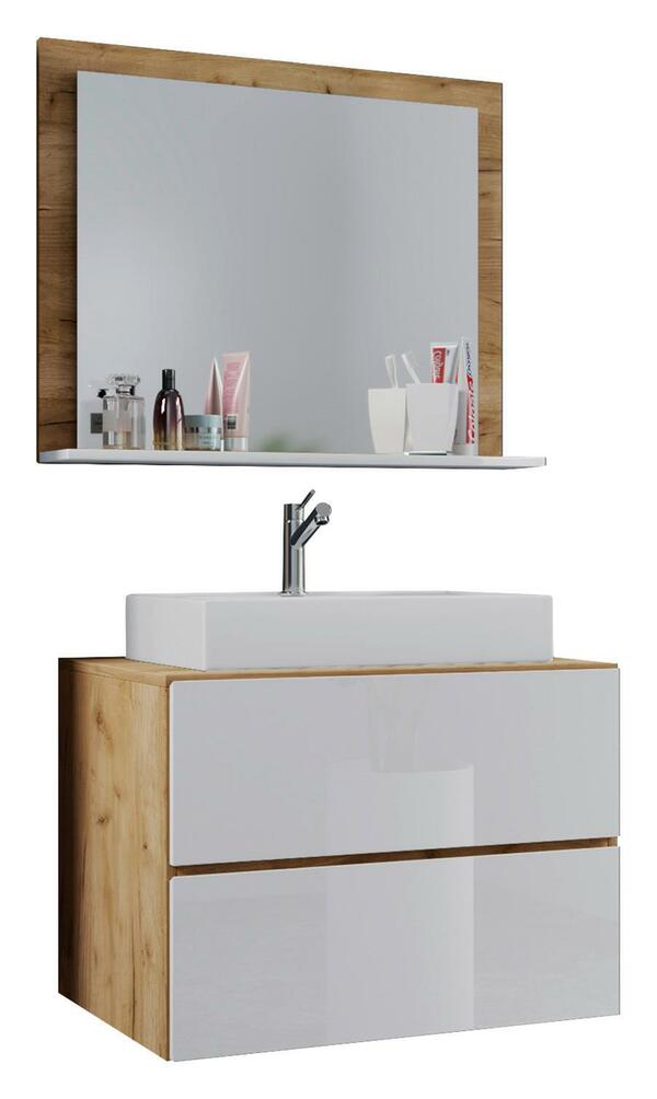 Bild 1 von Badezimmer ''Lendas'', in Honigeiche/Weiß, 3-teilig, Weiß, Honigeiche