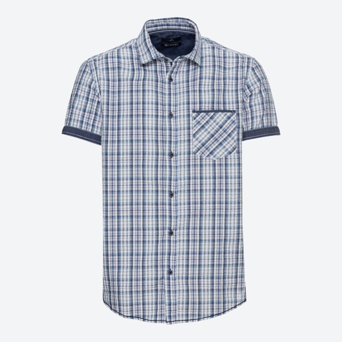 Bild 1 von Herren-Seersucker-Hemd mit Karomuster ,Turquoise