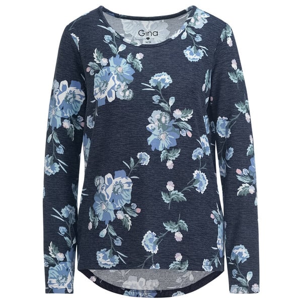 Bild 1 von Damen Langarmshirt mit Blumen-Print DUNKELBLAU