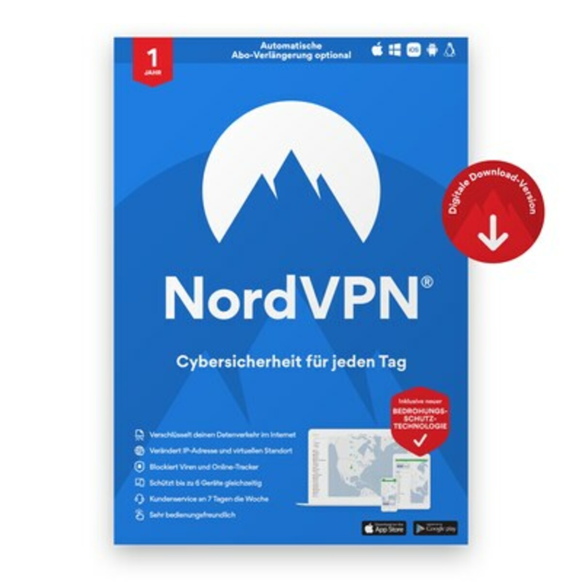Bild 1 von NordVPN Service VPN | 6 Geräte | 1 Jahr | Download & Produktschlüssel