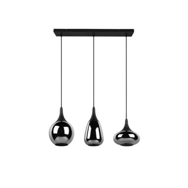 Bild 1 von Retrofit Balkenpendel Lumina 3-flammig schwarz 68x19cm 150cm Metall Glas chrom bedampft