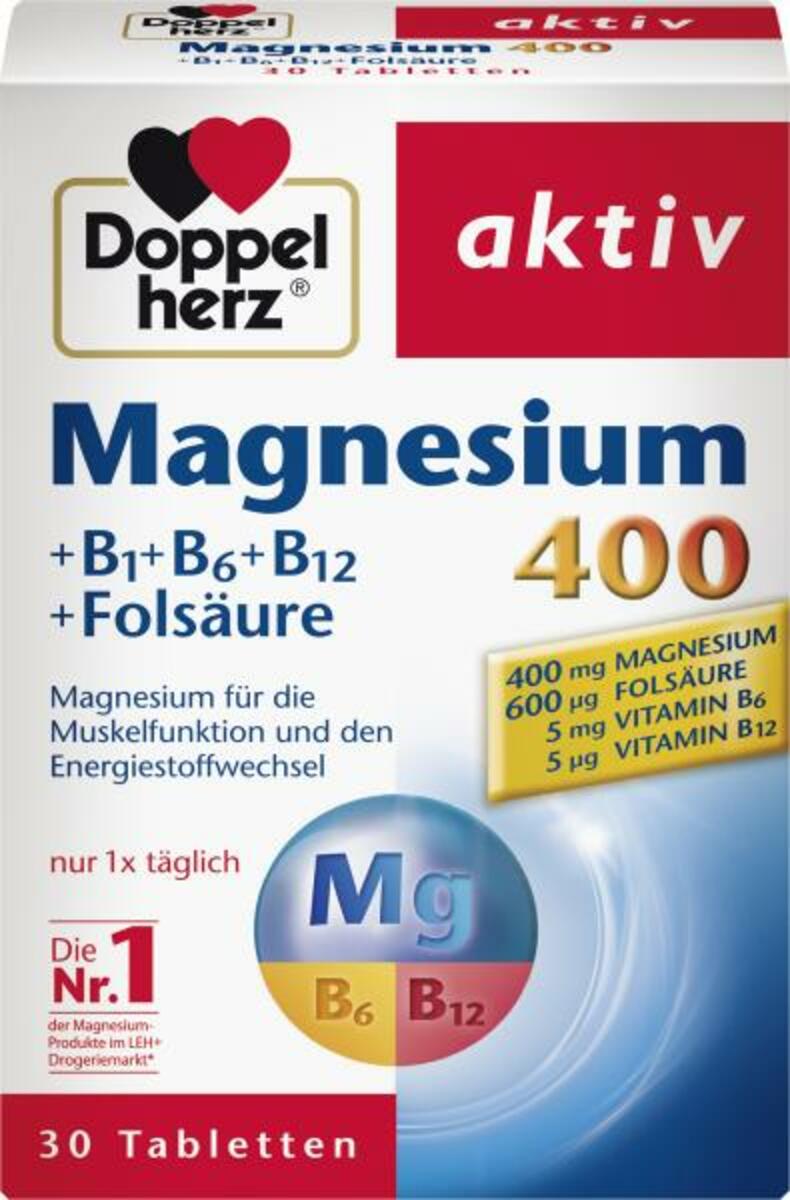 Bild 1 von Doppelherz aktiv Magnesium 400 + B1 + B6 + B12 + Folsäure