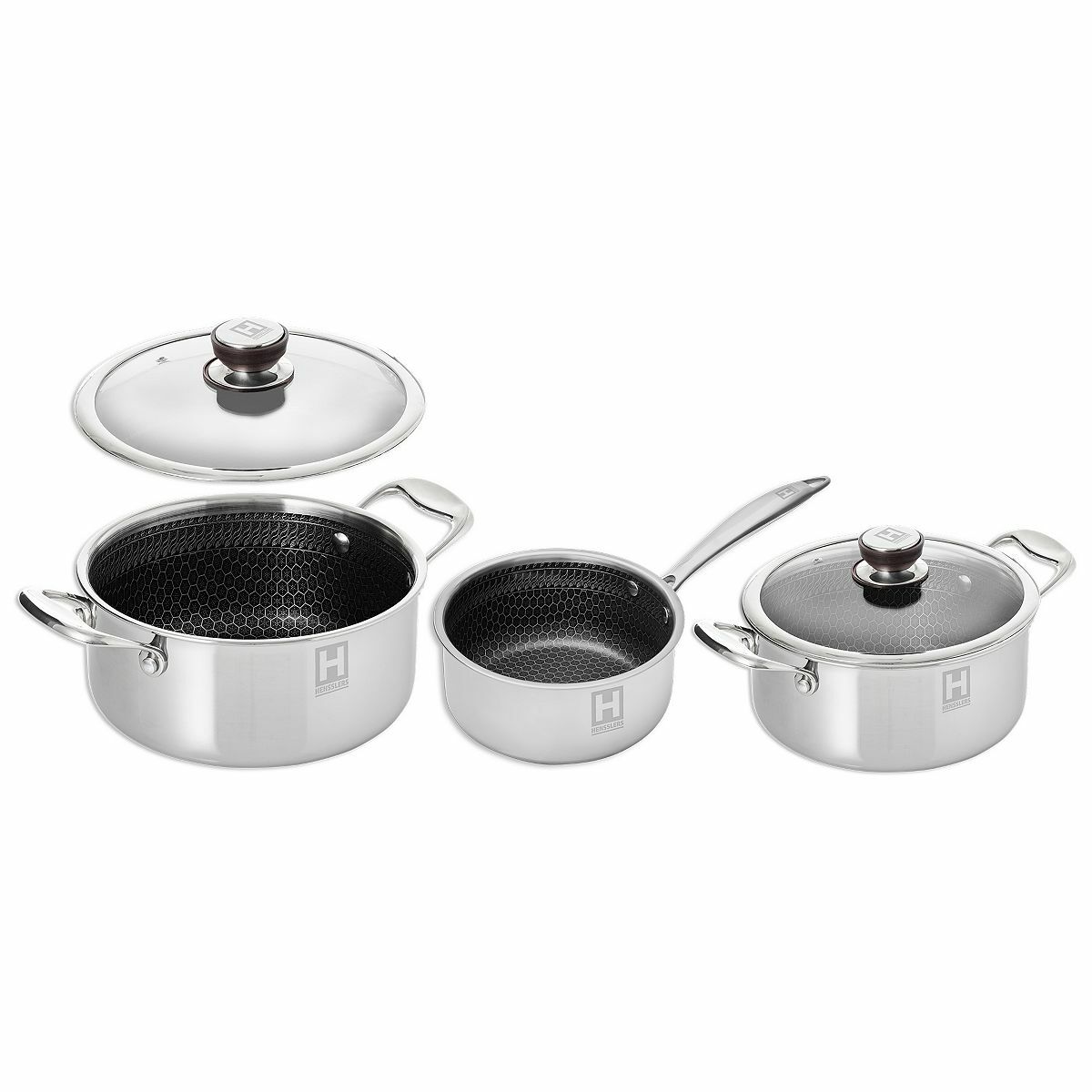 Bild 1 von HENSSLERS SCHNELLE NUMMER 3tlg. Topf-Set 5,0L, 2,8L & 2,2L inkl. 2 Glasdeckel