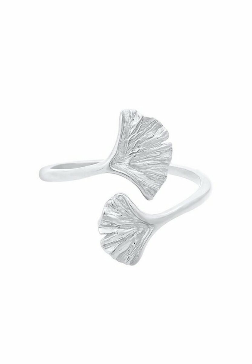 Bild 1 von Elli Fingerring Verstellbar offen Ginkgo Blatt Natur 925 Silber, Silberfarben