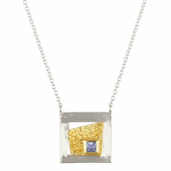 Bild 1 von THOMAS & SOHN Tansanit ca.0,25ct Collier Prinzessschliff Silber Palladio