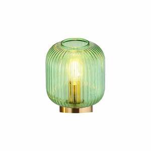 GLOBO Retrofit Tischlampe Normy messingfarbig grün 21cm 20cm Metall Glas