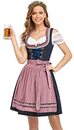 Bild 1 von BENNIES Dirndl Damen midi Trachtenkleid Damen Trachtenrock Trachtenmode Kleid Dirndlbluse für Oktoberfest Rosa 54