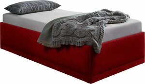 Westfalia Schlafkomfort Polsterbett Texel, Standardhöhe mit Zierkissen, Bettkasten bei Ausführung mit Matratze, Rot
